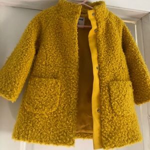 Girls Mayoral Mustard Yellow Faux Fur Coat size 2